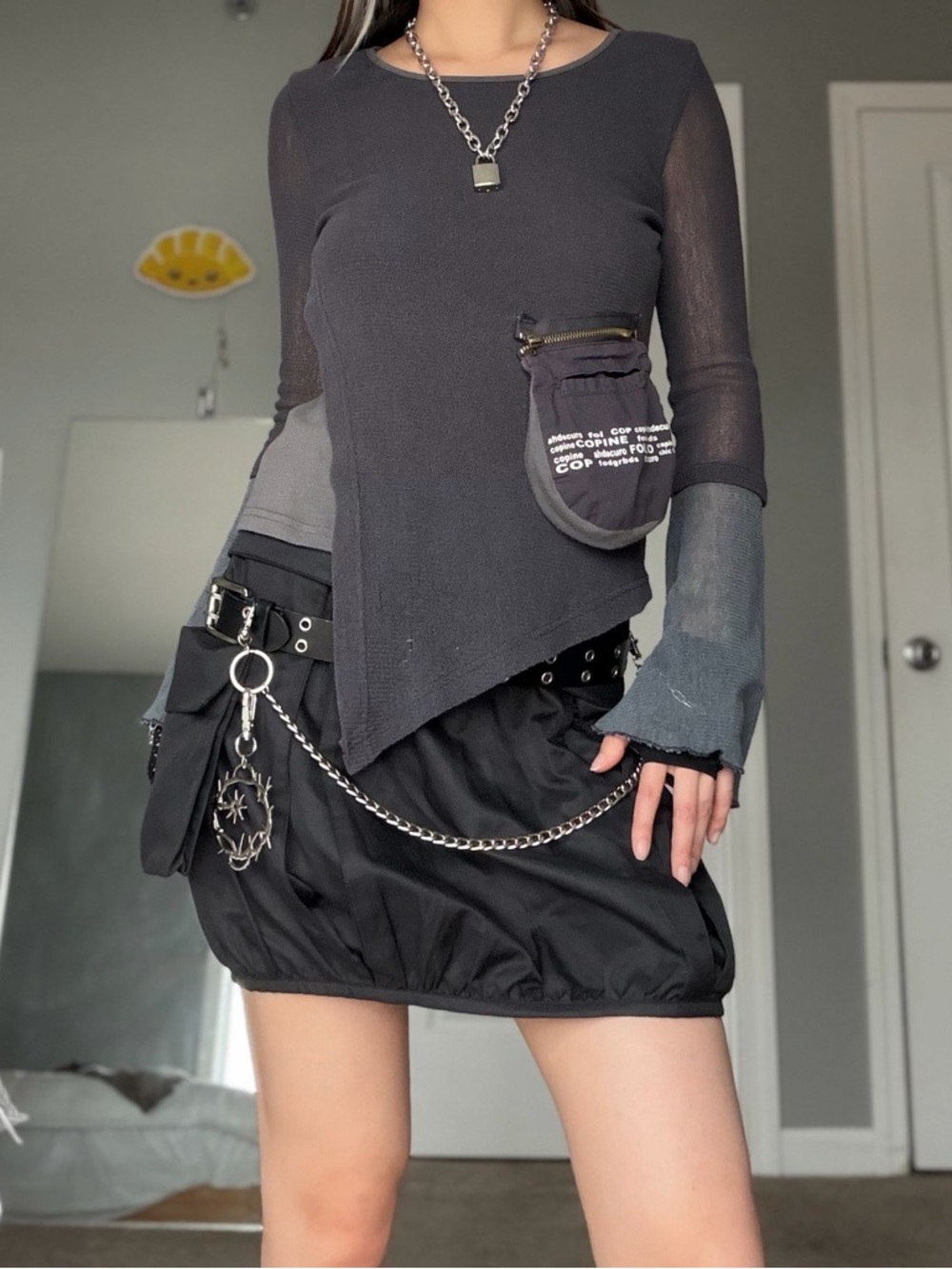 Vintage Cop Copine Ashley Bubble Skirt With Pocket + Belt Detail (Size M)